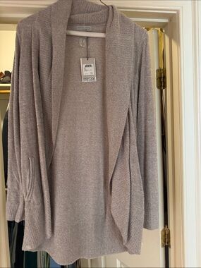 Barefoot Dreams Women's Open-Front Cardigan in Light Taupe